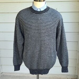 MISSONI Vintage Grey Beige Weave Abstract Merinos Wool Sz XXL‎ Crewneck Sweater